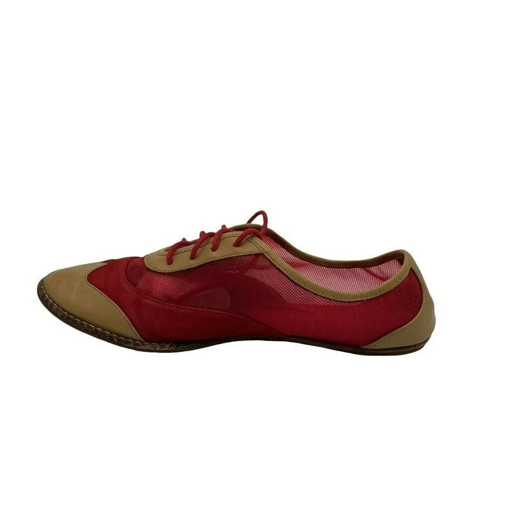 Cole Haan Kody Oxford Flats Womens 8.5‎ B Red Tan Mesh Wingtip Good Condition